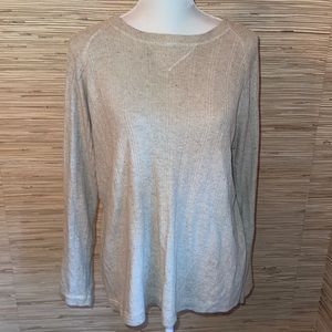 IVY medium cream raglan long sleeve linen blend sweater EUC!